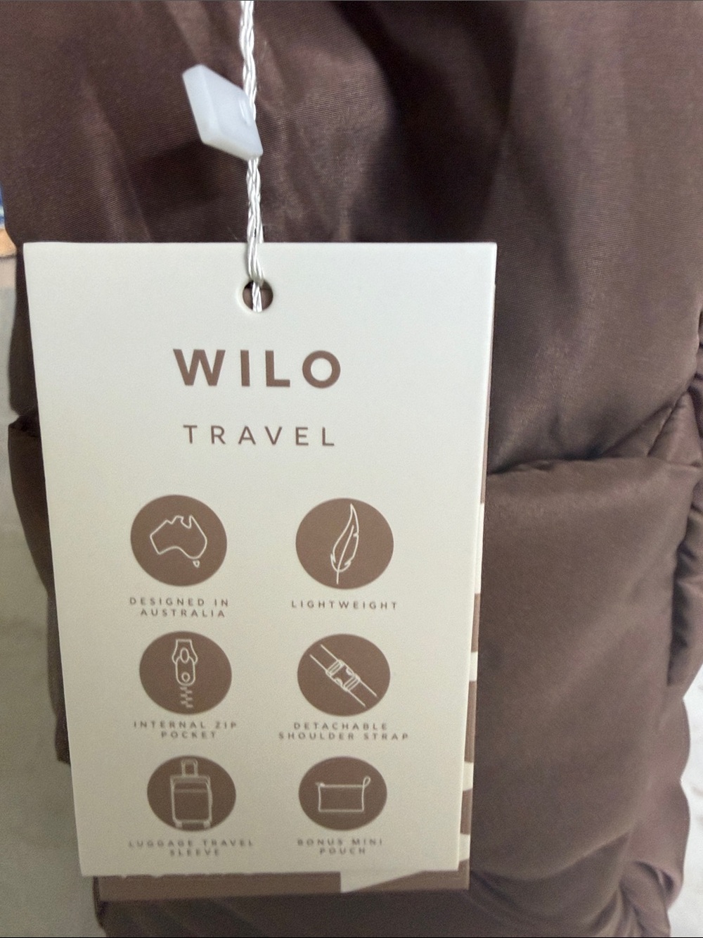 WILO Quilted Travel Tote Bag in Brown - Picture 5 of 7